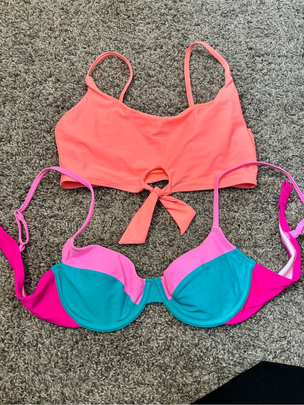 No Boundaries Women’s Two-Piece Swim Top Bundle in Coral, Pink & Teal